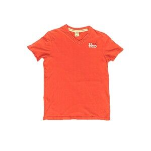 Vtg 2000s Hollister V-Neck T-Shirt Mens S Orange GUC Embroidered Nostalgia